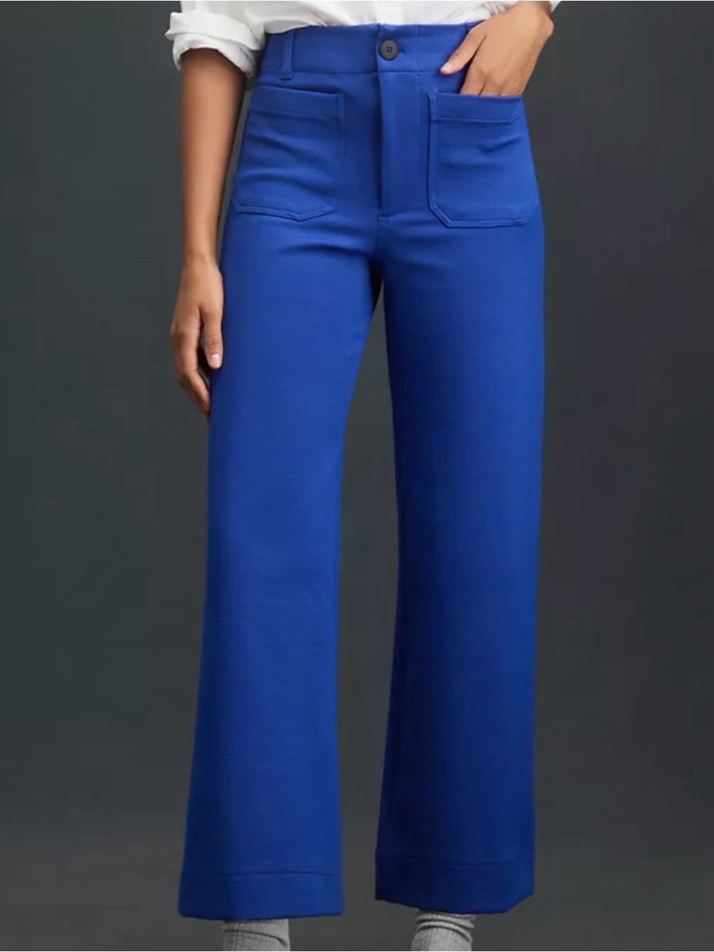 NWT Maeve x Anthropologie Colette Wide Leg Linen Blend Pants Blue Night Size 26